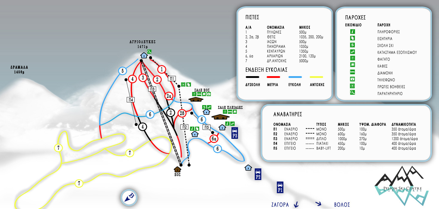 Pelion Slopes-Ski Map / Χάρτης Πιστών-Σκι Πήλιο